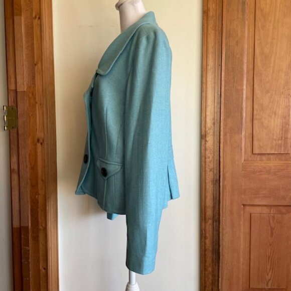 TALBOTS Sky Blue Wool Blend Long Sleeve Envelope Pocket Blazer 12 - Picture 11 of 16